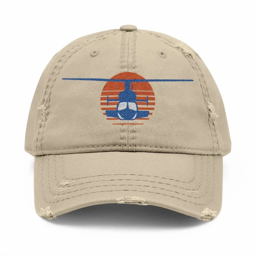 Bell 222 Helicopter Distressed Hat (Embroidery)
