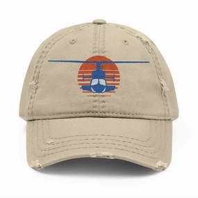 Bell 222 Helicopter Distressed Hat (Embroidery)
