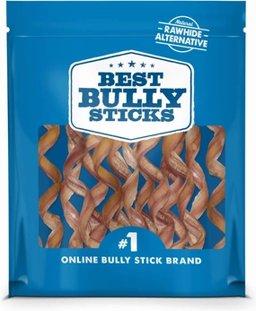 Best Bully Sticks 10-12 Inch Curly Bully Sticks - 12 Count (Pack of 1) - Natural Grass Fed Beef Dog Chews, Easily Digestible, Single Ingredient, Rawhide Free Treat
