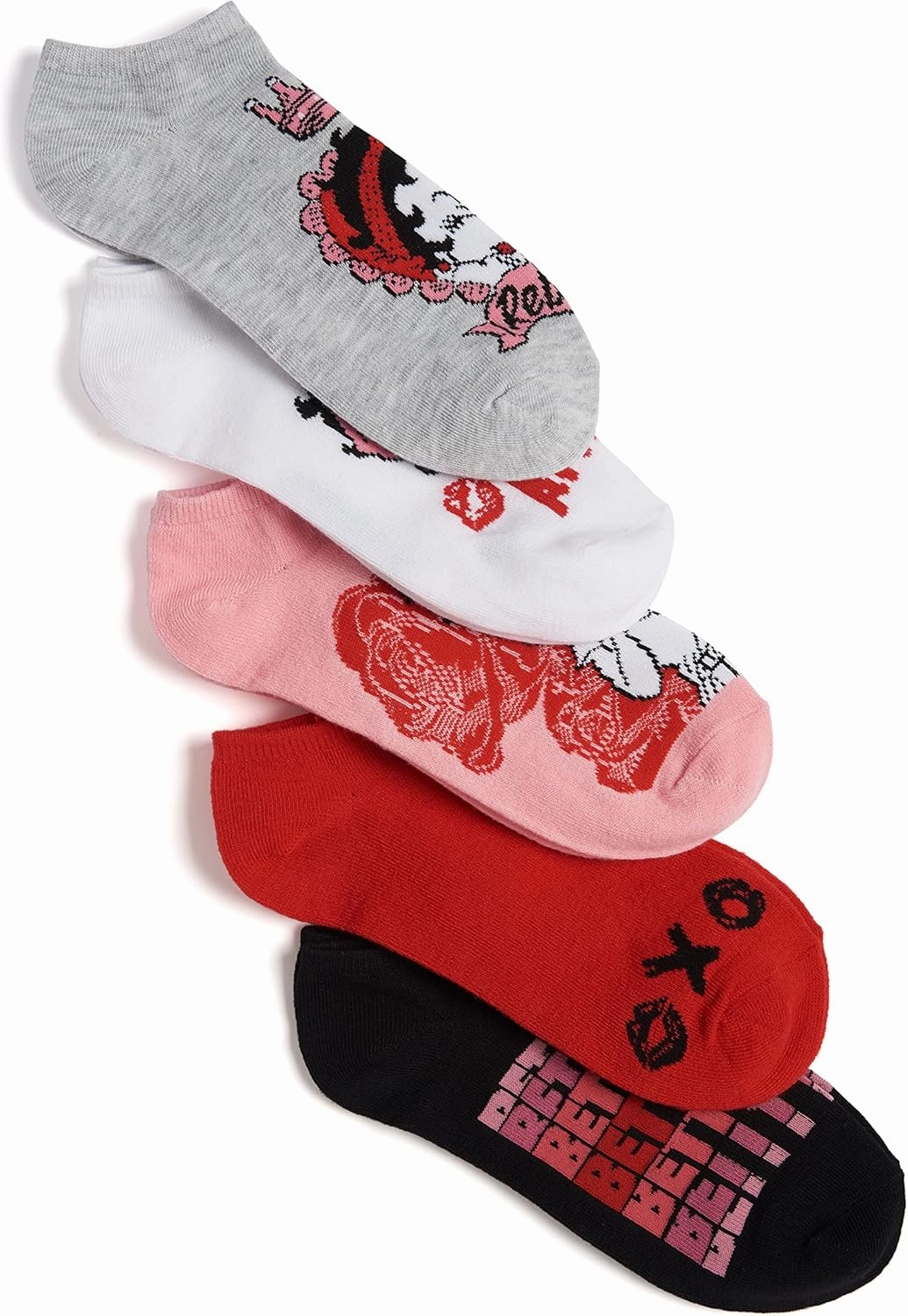 Betty Boop Women's Classic 5 Pack No Show Ankle Socks