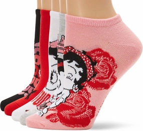 Betty Boop Women's Classic 5 Pack No Show Ankle Socks