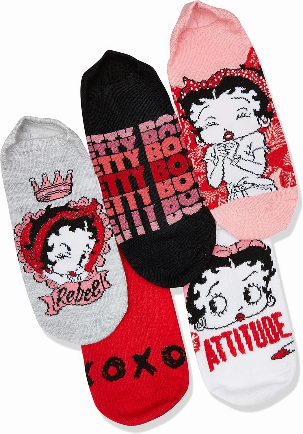 Betty Boop Women's Classic 5 Pack No Show Ankle Socks