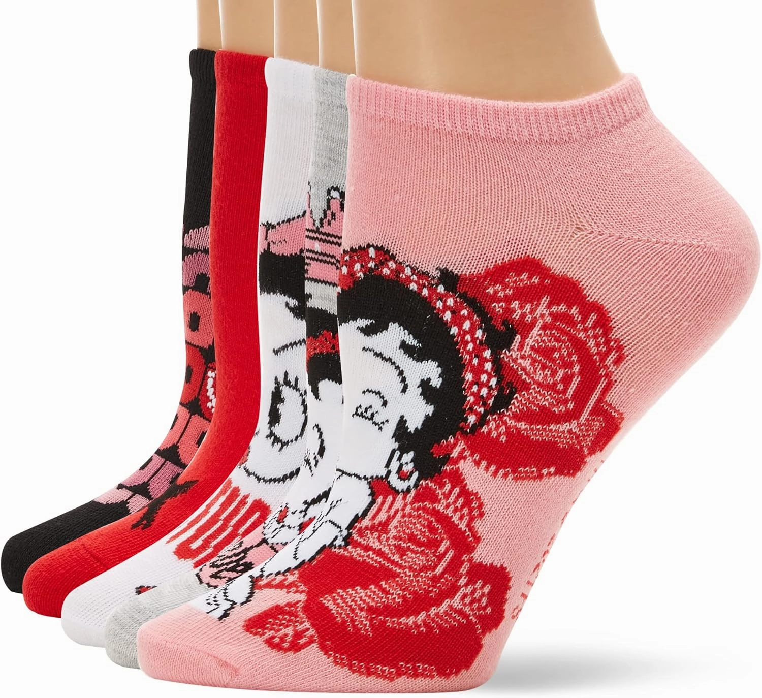 Betty Boop Women's Classic 5 Pack No Show Ankle Socks