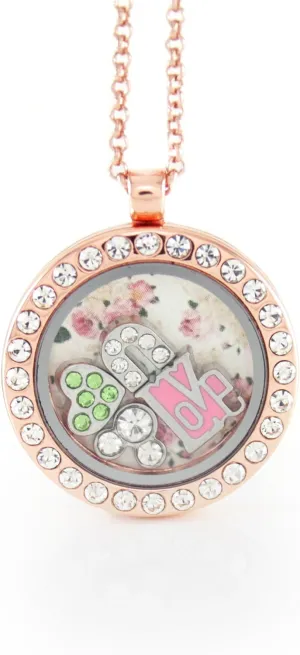 BG247 Floating Adjustable Locket Necklace with Choice of 4 Charms and Matching Chain