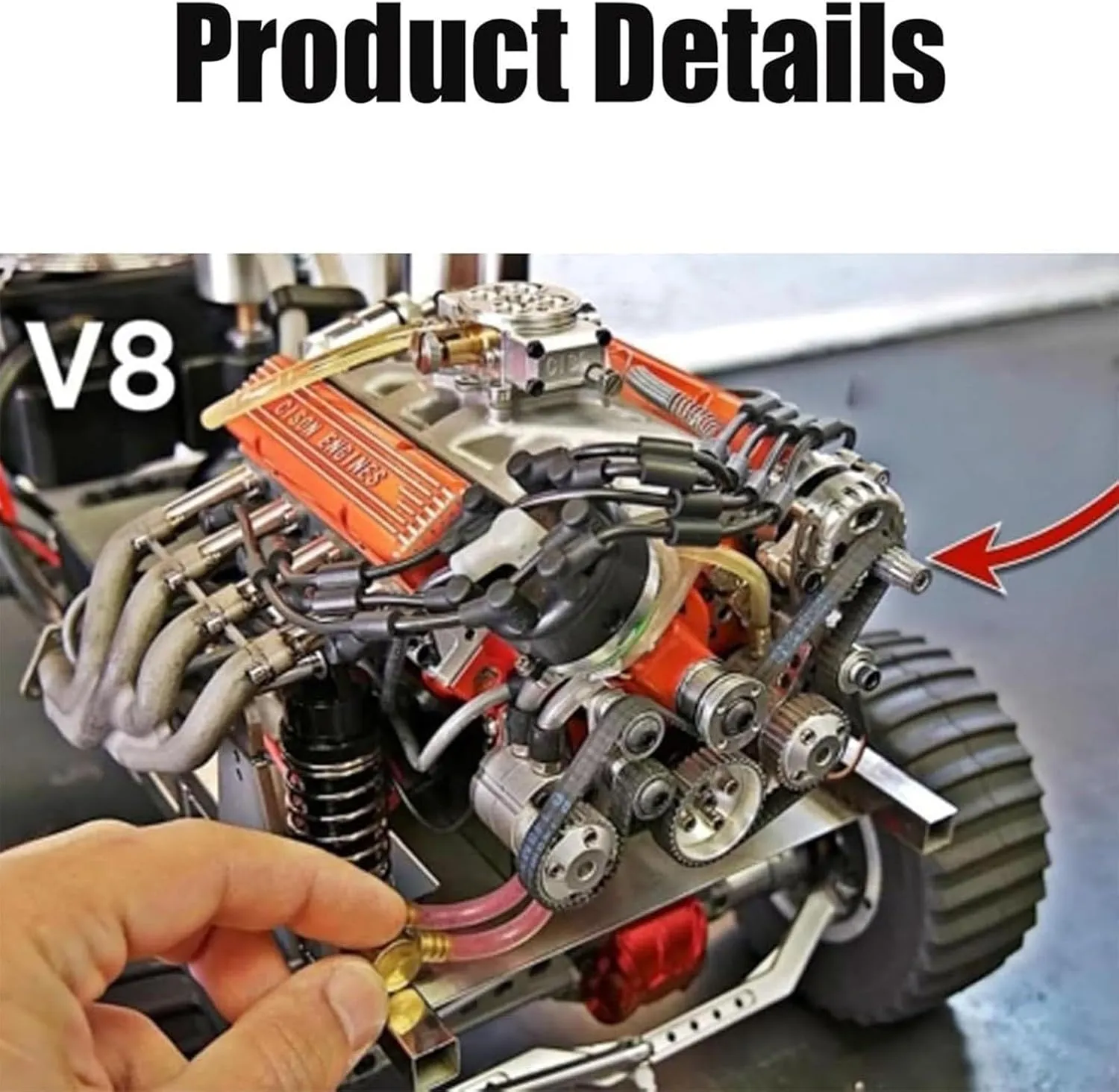 binray Cison V8 Engine Kit Gas,89%-Gasoline Ohv V8 Small-Block Engine Model Kits 4-Stroke 44cc Water-Cooled 1/6,Mini Build Your Own Stem Cison Running Engine Kits That Runs for Adults(2PCS-E)