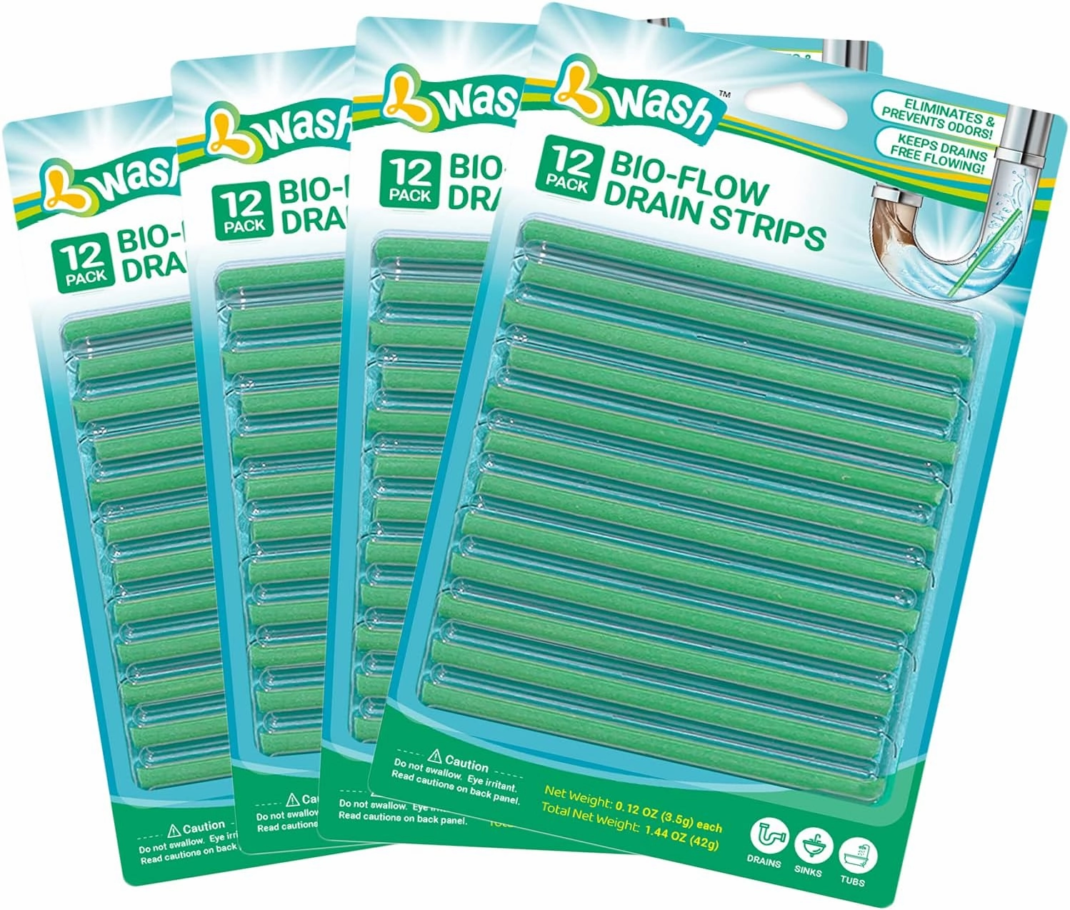Bio-Flow Drain Strips - 48 Strips | Drain Cleaner & Odor Remover Drain Sticks