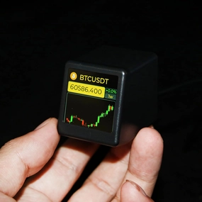 Bitcoin Stock Ticker Monitor Display Time Weather, Temperature, Humidity and Picture Playback Wi-Fi Enabled, and Photo Slideshow Capabilities (Black)