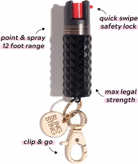 BLINGSTING Pepper Spray Maximum OC Strength Self Defense Spays for Women, 12 ft Spray Range & UV Dye