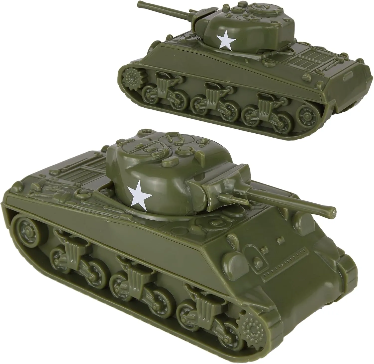 BMC CTS WW2 Sherman M4 Tanks - OD Green 2pc 1:38 Plastic Army Men Vehicles