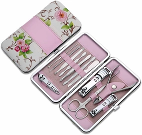 BONAD Toenail Clippers Spot Pink Rose Flower Set Box 12 Pieces of Manicure Tool Smiley face Nail Clippers Nail Clippers Nail Set Nail Clipper Set