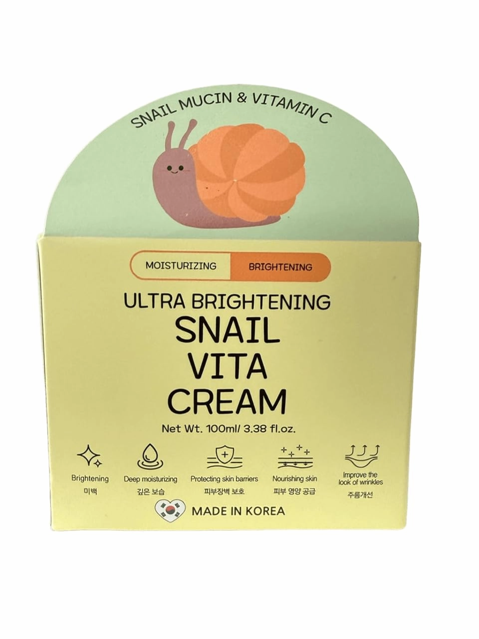 BONNY HILL SNAIL VITA Cream, Korean Skincare, Revitalizing Moisturizing Face Cream, 3.38 fl.oz. (100ml/3.38oz, Snail Vita)