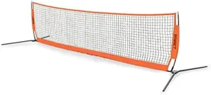 Bownet Soccer Tennis Court with Four Heavy Duty Sand Anchors - Best to Use for Driveway Tennis Net, Indoor and Outdoor- Portable East to Setup, Orange
