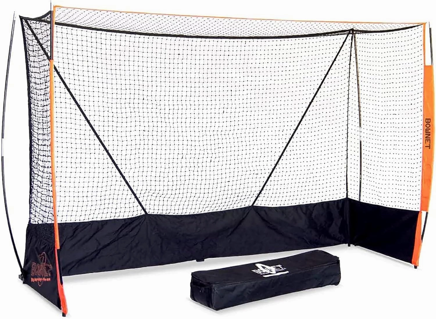 Bownet Portable Field Hockey Goal with Backstop, Foldable Hockey Net - Indoor and Outdoor Hockey Nets for Adults with Roller Bag (12' x 7’ Frame and Net)