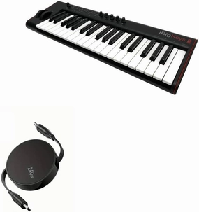BoxWave Cable Compatible with IK Multimedia iRig Keys 2 Pro - PD miniSync (240W), Retractable PD 240W Portable USB Type-C Cable - Jet Black
