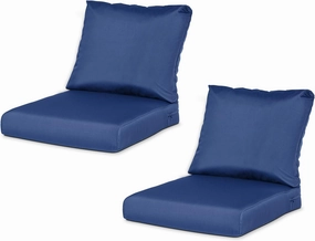 BPS 21x21 Inch Outdoor Deep Seat Cushions Set- Water Resistant with Adjustable Straps & Handles for Patio, Deck, or Garden, Navy Blue, Set of 2