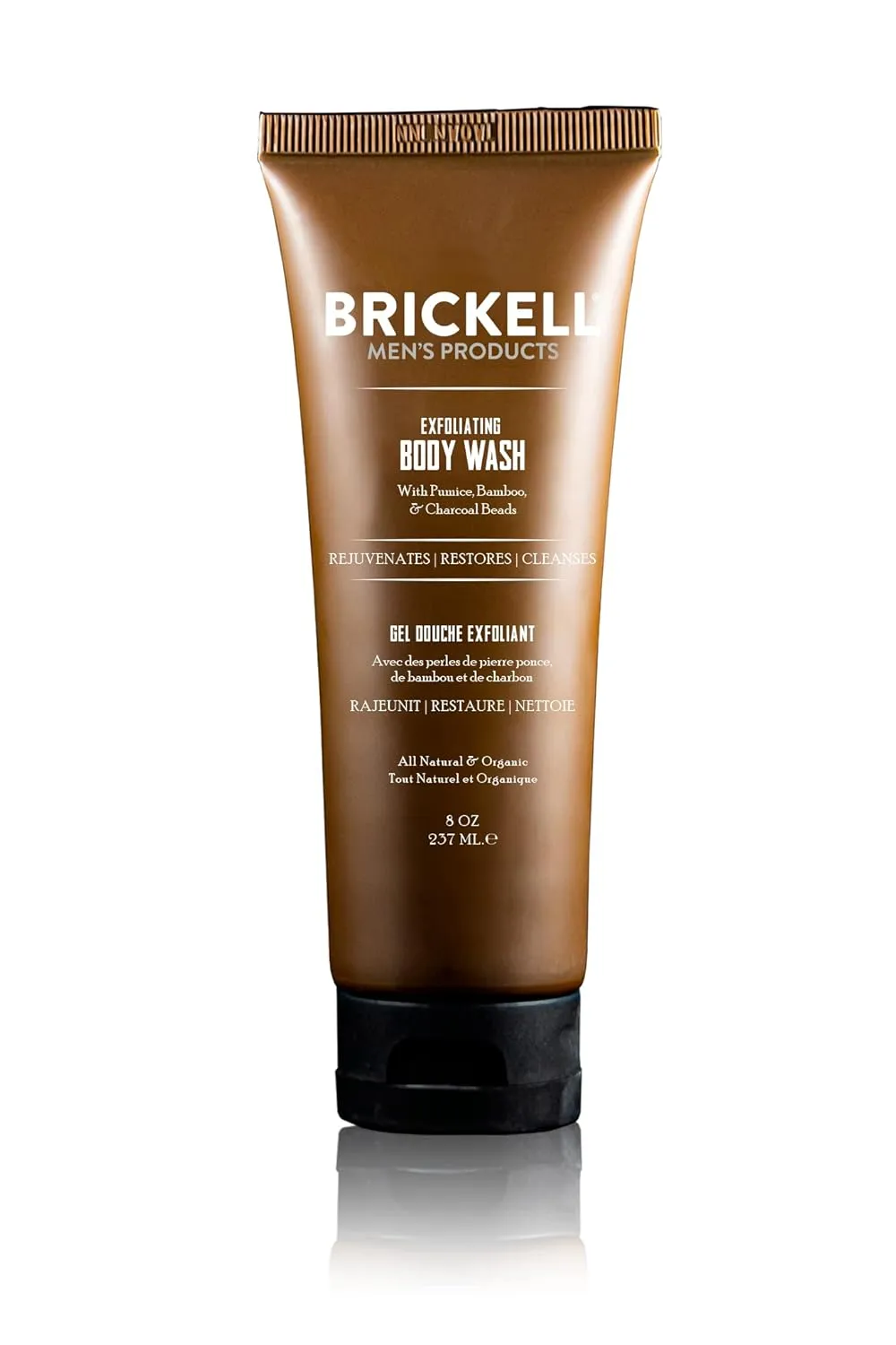 Brickell Men's Exfoliating Body Wash, Natural and Organic Body Scrub and Gel Wash to Cleanse and Reveal Fresh, Clear Skin, 8 Ounce, Scented (Fresh Mint, 8 oz)