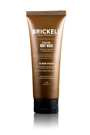Brickell Men's Exfoliating Body Wash, Natural and Organic Body Scrub and Gel Wash to Cleanse and Reveal Fresh, Clear Skin, 8 Ounce, Scented (Fresh Mint, 8 oz)