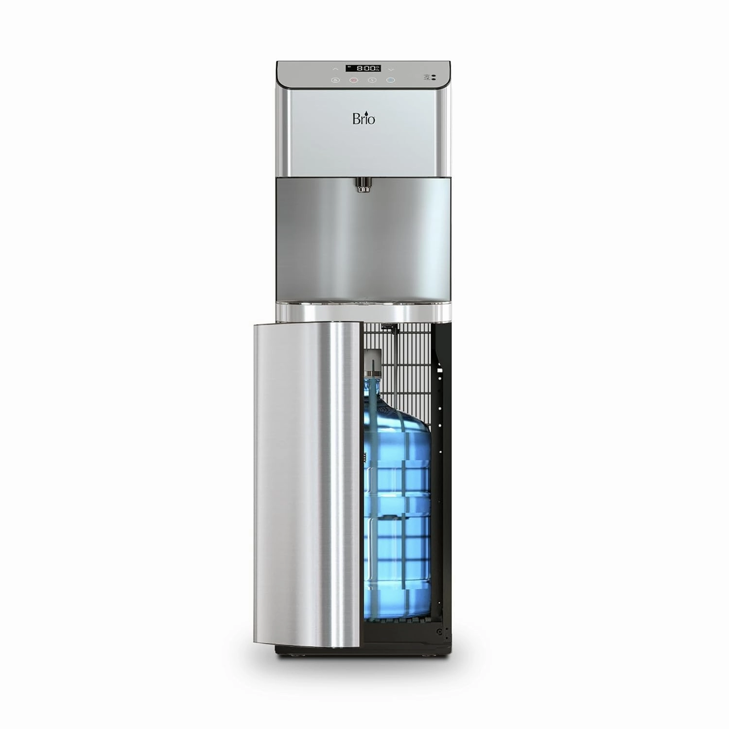 Brio Moderna Touchless Bottom Load Water Cooler Dispenser - Self-Cleaning, Motion Sensor, Tri Temp Dispense, Child Safety Lock, Holds 3 or 5 Gallon Bottles, Digital Display and LED Light