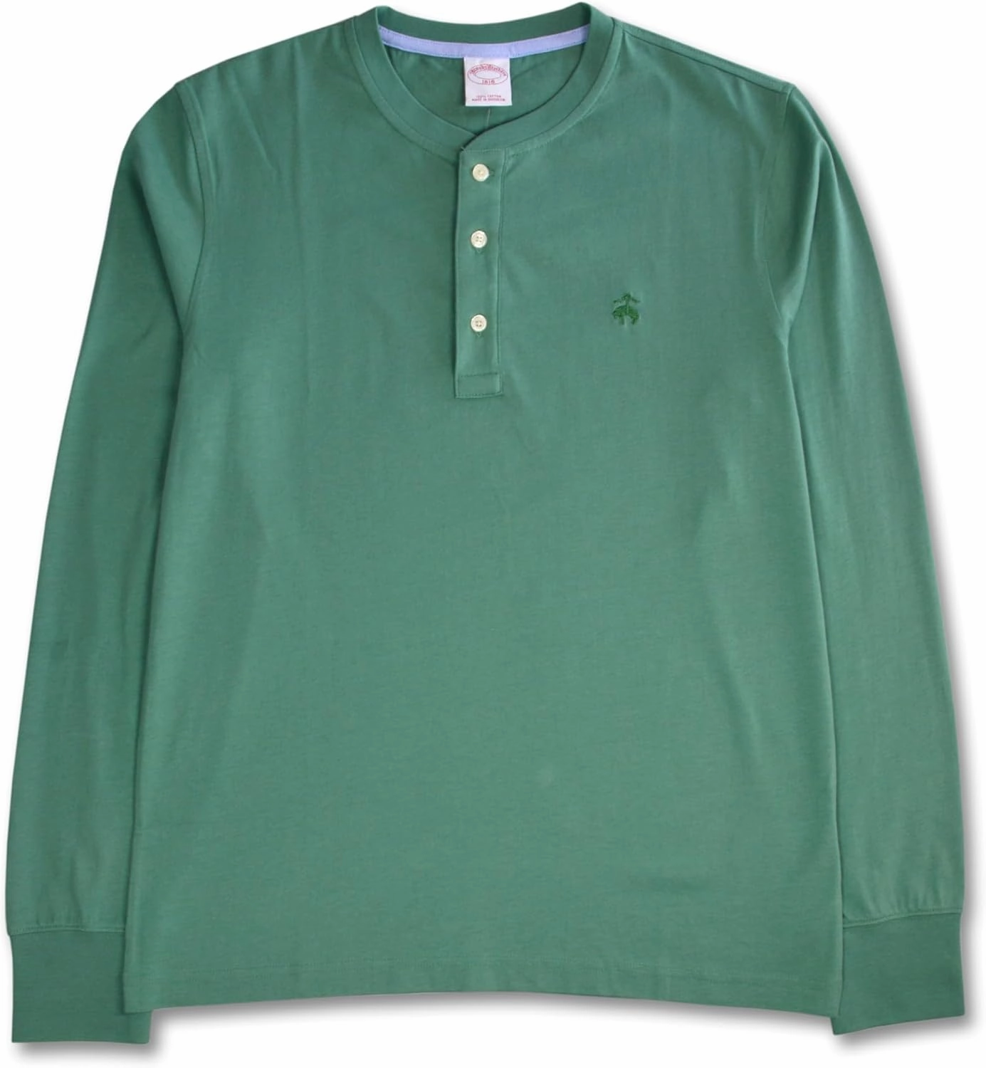 Brooks Brothers Men's Classic Fit All Cotton Long Sleeve Tonal Henley Tee T-Shirt,