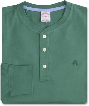 Brooks Brothers Men's Classic Fit All Cotton Long Sleeve Tonal Henley Tee T-Shirt,