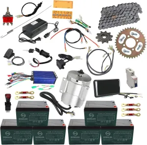Brushless Electric Motor 72v 3000w & Controller 36-84v & Chain Sprocket Complete Kit with 6-DZM-12 12v Battery Rechargeable for Golf Cart Go Kart ATV Quad Scooter E Bike Bicycle Pit Dirt Bike