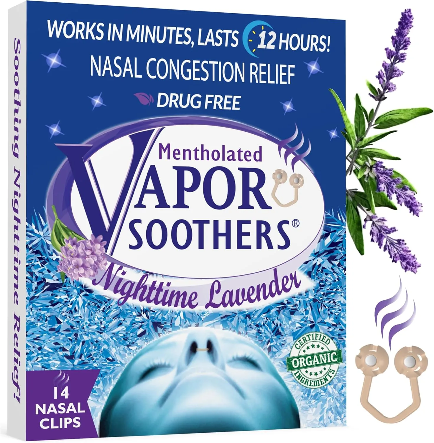 by Scenttech, Snore Reducing- Anti Snoring Aid, Nasal Dilators for Breathing, Instant Nasal Congestion Relief, Nighttime Lavender, 14 Count, Drug-Free