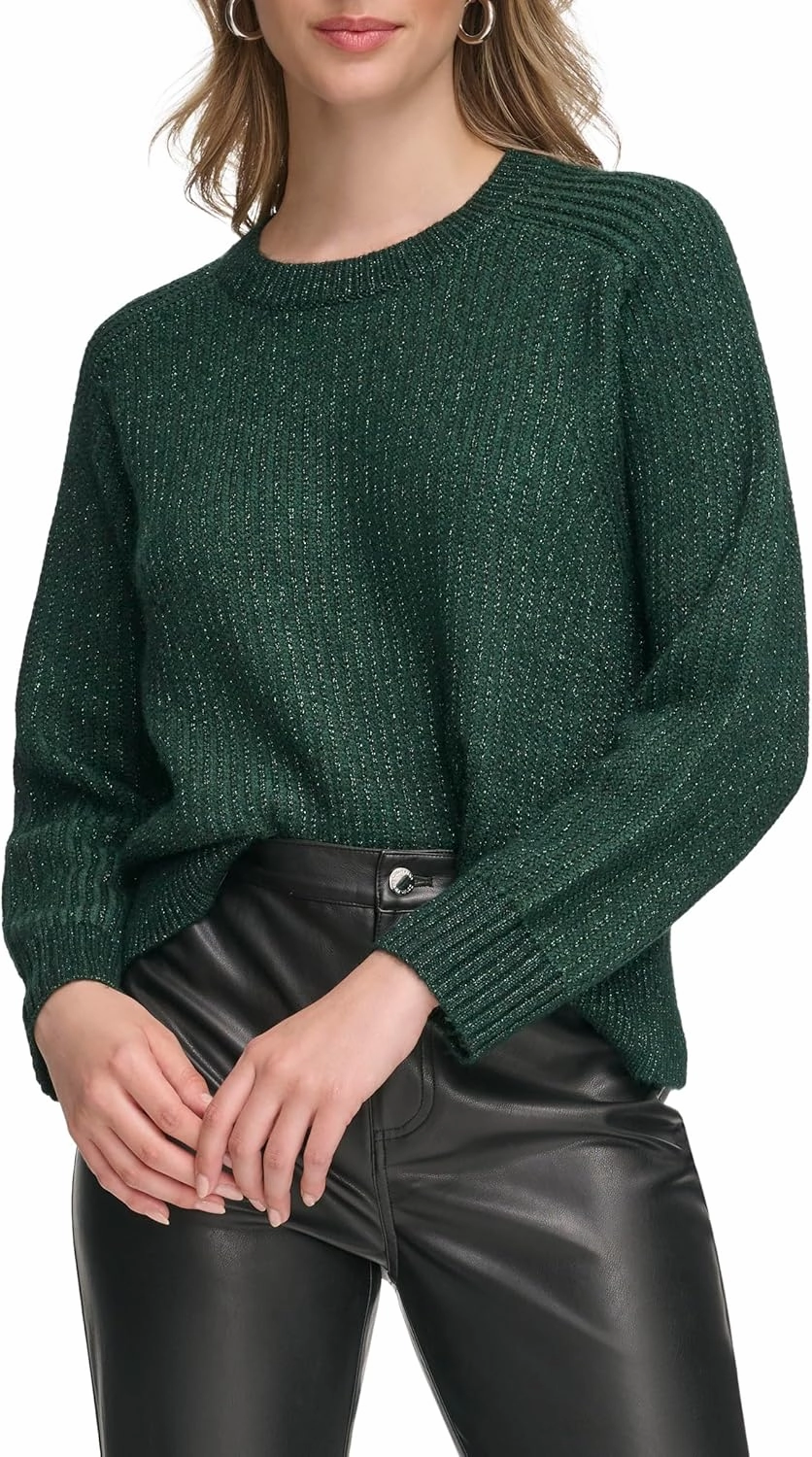 Calvin Klein Women's Pull on Crew Neck Sweater with Lurex