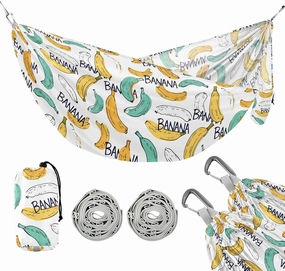 Camping Hammock Outdoor Hammocks for Outside White Green Yellow Bananas Beach Trees Portable Lightweight with Pockets Tree Straps Indoor Small