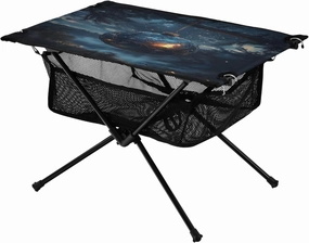 Camping Table Lightweight Portable Folding Table with Mesh Storage Net Galaxy Starry Sky Lamp Ball Ideal for Camping Hiking Beach Picnic Travel Backyard