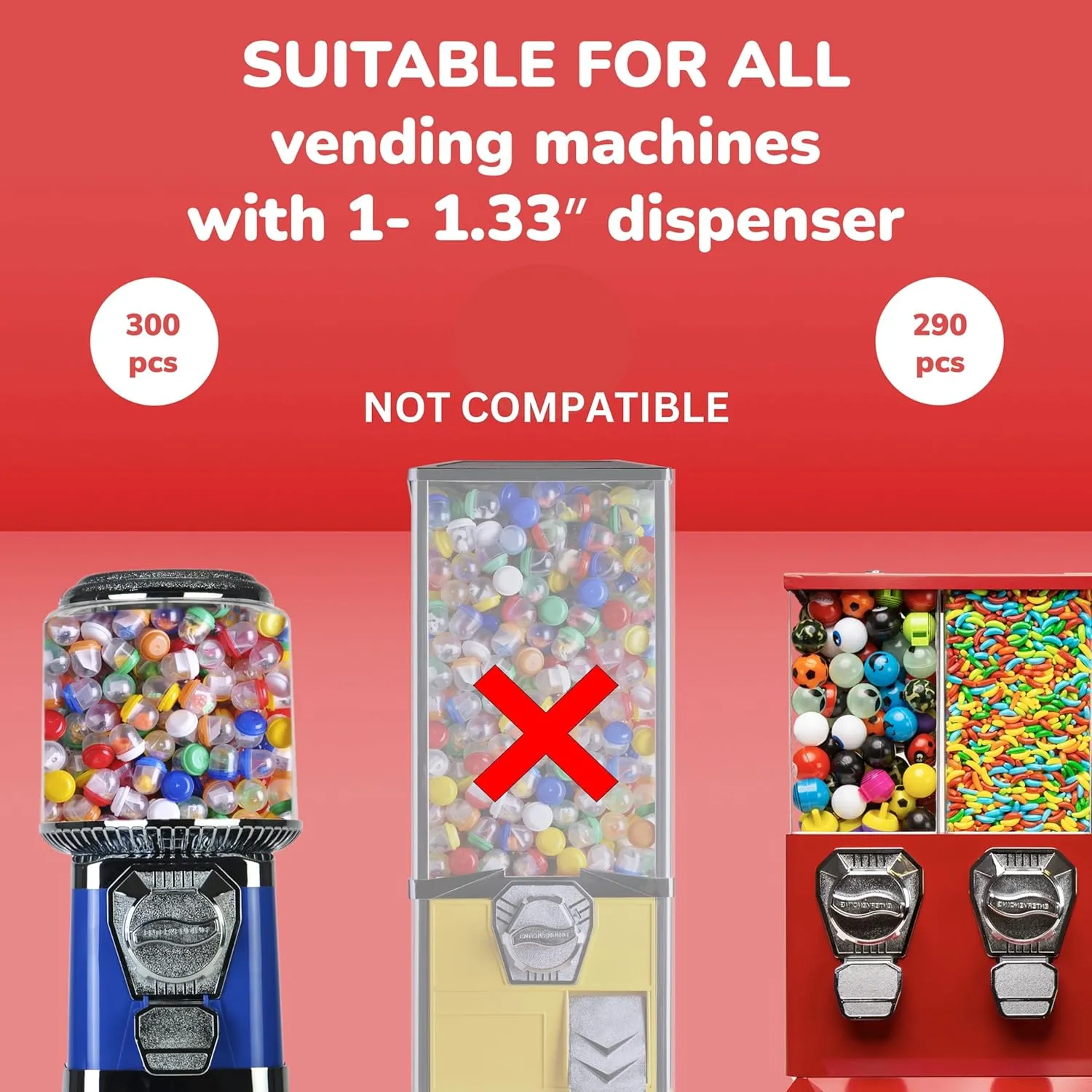 Capsule Vending Machine Colored Round Capsules Empty 100 pcs 1.26 inch - Gumball Machine Capsules Bulk Party Favor Containers - Easter Basket Stuffers Gifts Pinata Stuffers DIY Craft Supplies