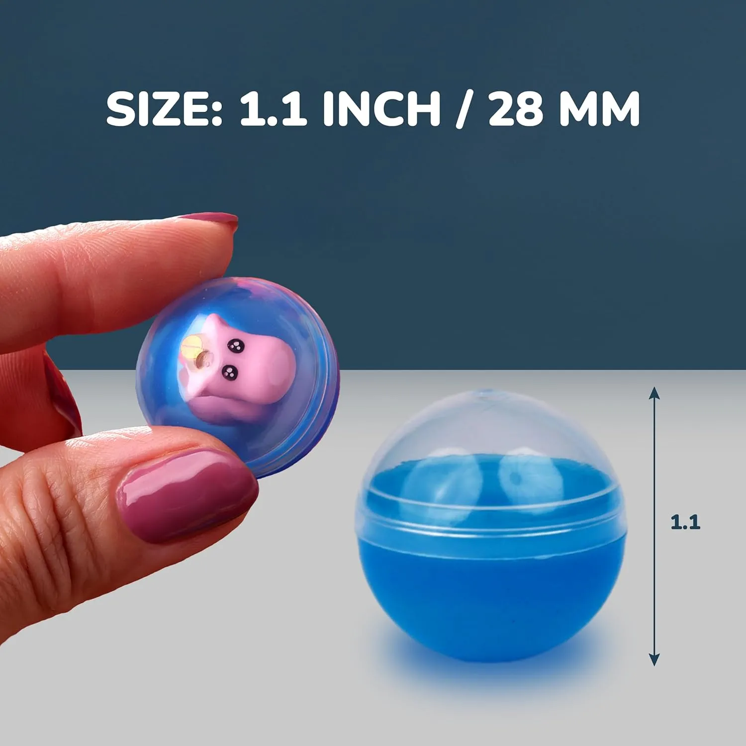 Capsule Vending Machine Translucent Round Capsules Empty 100 pcs 1.1 inch - Gumball Machine Capsules Bulk Party Favors Containers - Easter Basket Stuffers Gifts Pinata Stuffers DIY Craft Supplies
