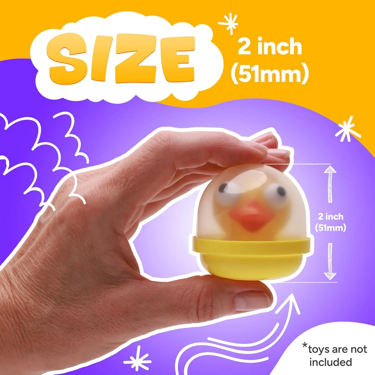 Capsule Vending Machine Translucent Yellow Acorn Capsules Empty 50 pcs 2 inch - Gumball Machine Capsules Bulk Party Favors DIY Containers - Easter Basket Stuffers Gifts Pinata Stuffers