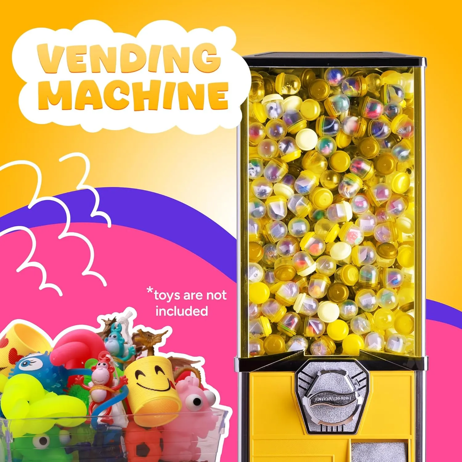 Capsule Vending Machine Translucent Yellow Acorn Capsules Empty 50 pcs 2 inch - Gumball Machine Capsules Bulk Party Favors DIY Containers - Easter Basket Stuffers Gifts Pinata Stuffers