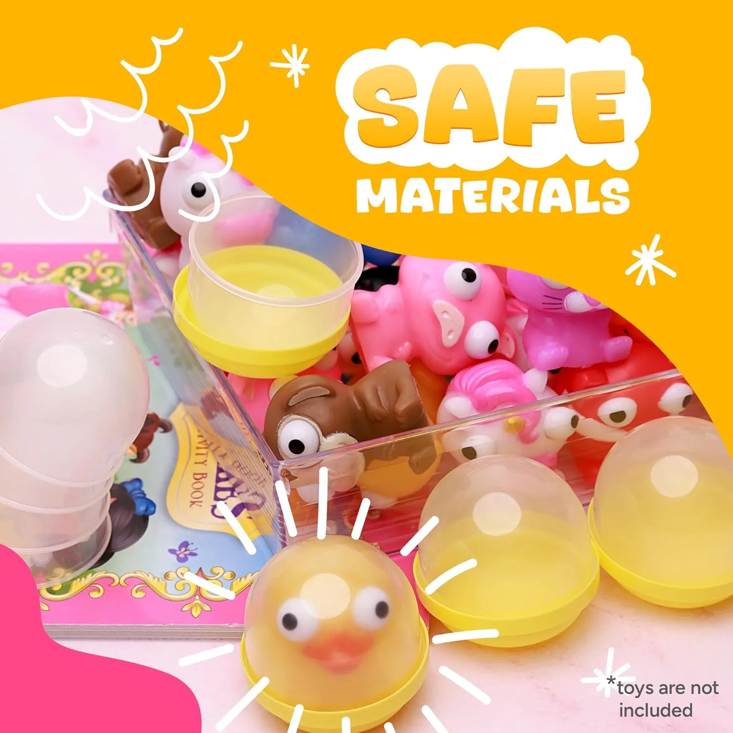 Capsule Vending Machine Translucent Yellow Acorn Capsules Empty 50 pcs 2 inch - Gumball Machine Capsules Bulk Party Favors DIY Containers - Easter Basket Stuffers Gifts Pinata Stuffers