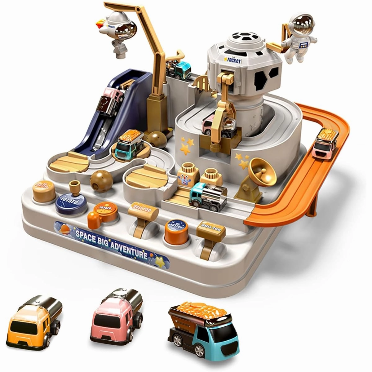 Car Adventure Toy with 4 Cars and Toy Vehicles for 3-5 Years Boys and Girls - No Battery Lnfinite Loop Toy Race Track Toy Birthday Gift for Kids Ages 3 and Up (Classic)
