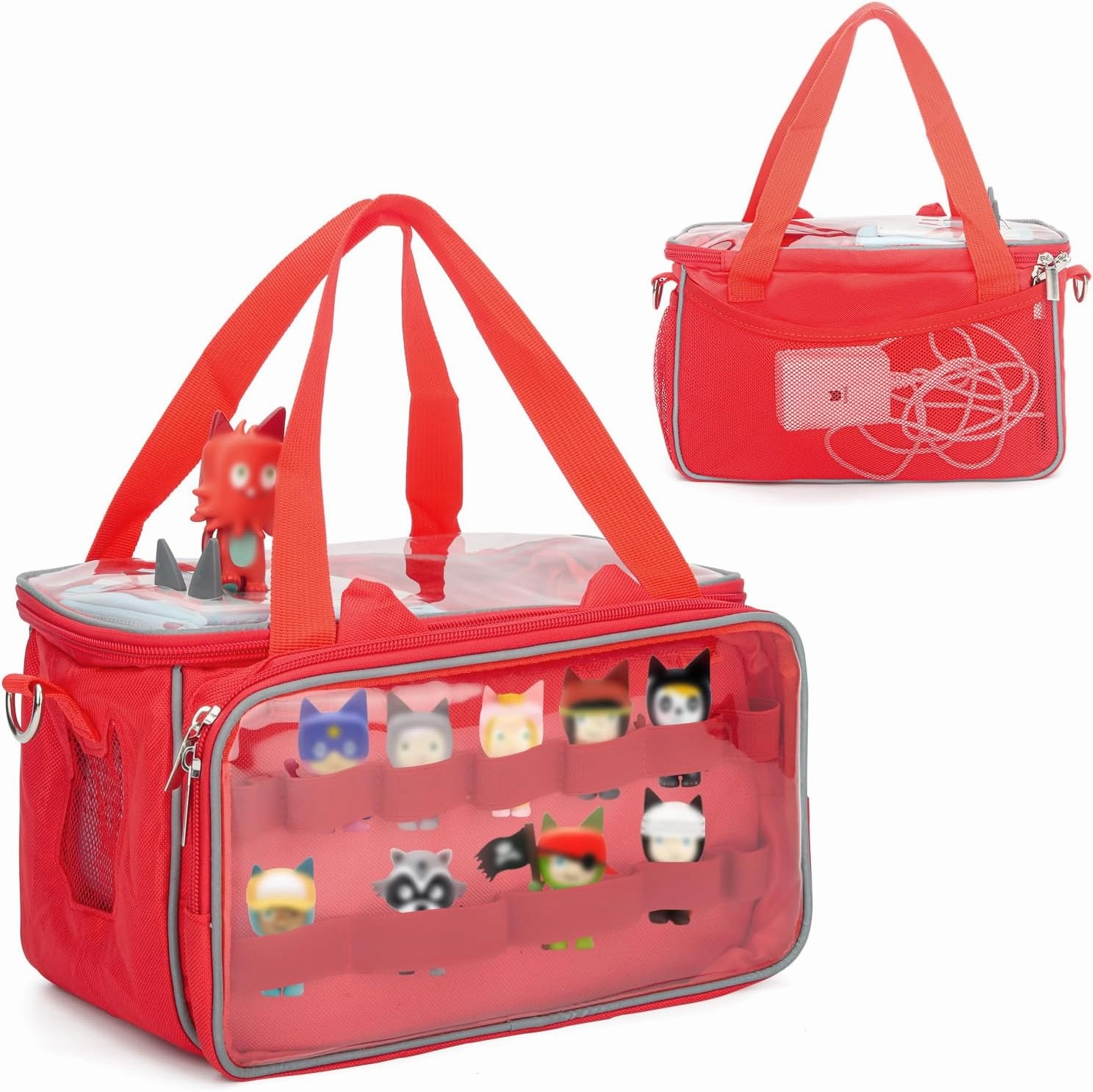 Carrying Case for Toniebox, Tonie Characters Figures, Toniebox Starter Set Headphones Charging Station Bag (Red)