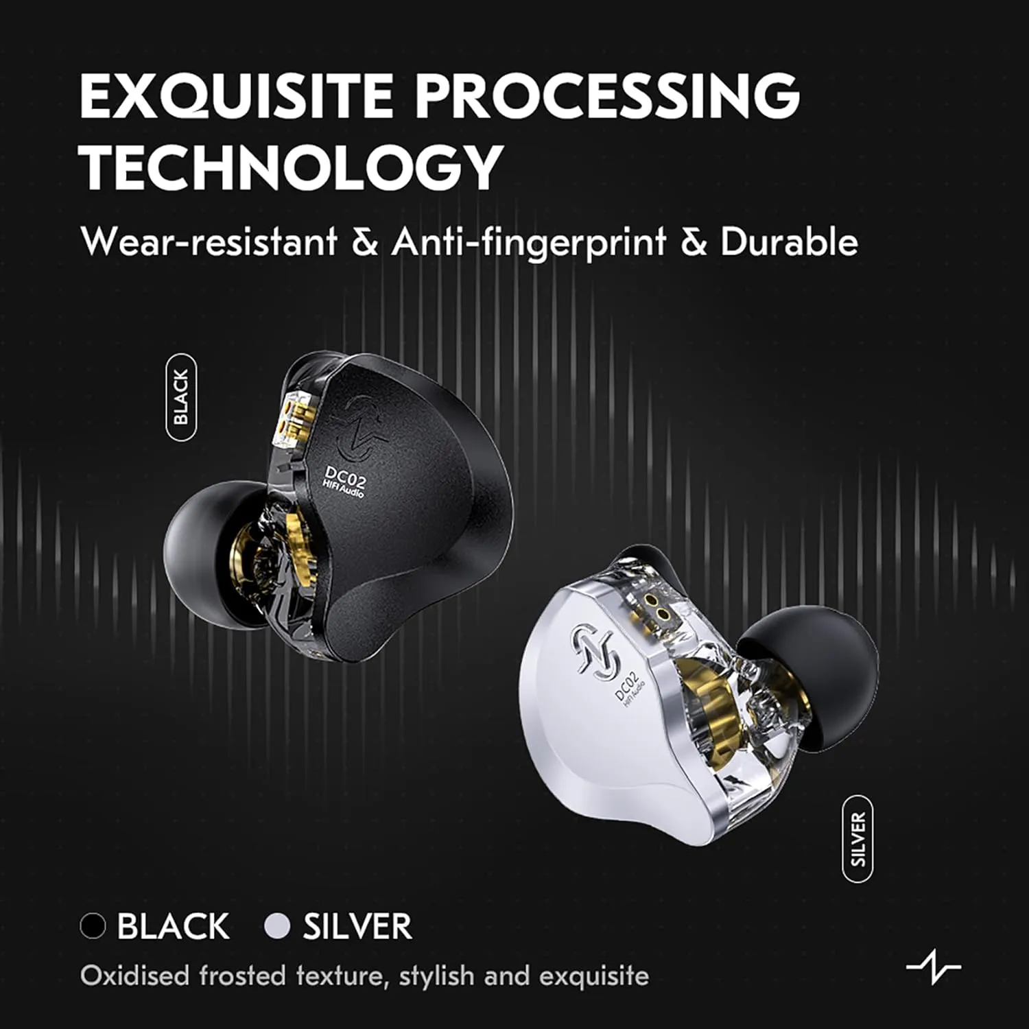 CCZ DC02 in Ear Monitors IEM Earphones without Microphone, Dual Magnetic Circuit DD HiFi Stereo Sound Wired Headphones, Noise Cancelling Ear buds, 4N OFC Cable for Musician Singer (Black, without Mic)