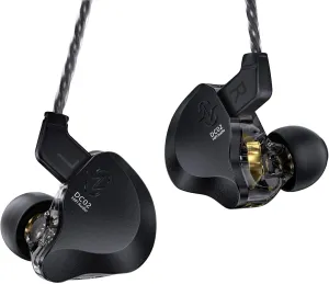 CCZ DC02 in Ear Monitors IEM Earphones without Microphone, Dual Magnetic Circuit DD HiFi Stereo Sound Wired Headphones, Noise Cancelling Ear buds, 4N OFC Cable for Musician Singer (Black, without Mic)