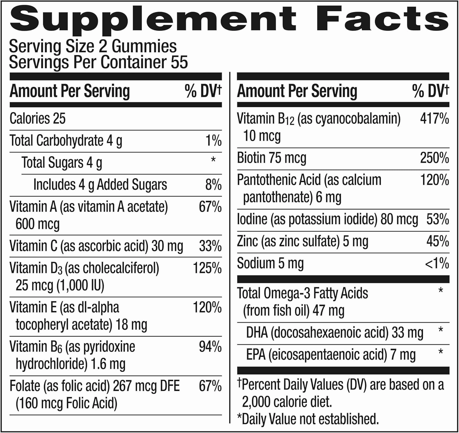 Centrum MultiGummies Multi  Omega 3 Dual Action, Adult Multivitamin, Multivitamin/Multimineral/Omega 3 Supplement, Strawberry/Lemon/Orange Flavors - 110 Count