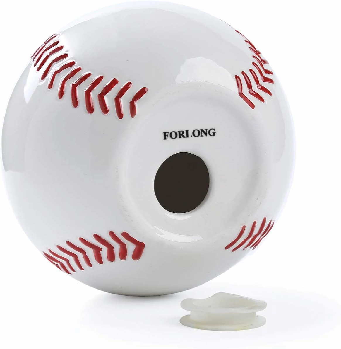 Ceramic White Baseball Piggy Bank for Boys, Sports Coin Bank, Bedroom Decor Money Box-5.9 inch