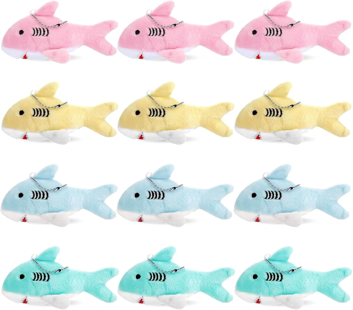 Chalyna Mini Stuffed Animal Soft Shark Plush Toys Shark bulk Party Favors Tiny Ocean Animal Toys for Baby Kids Stuffs, 4.7 Inch(No Light,Pink, Yellow, Blue, Green)
