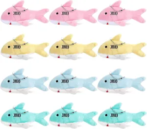 Chalyna Mini Stuffed Animal Soft Shark Plush Toys Shark bulk Party Favors Tiny Ocean Animal Toys for Baby Kids Stuffs, 4.7 Inch(No Light,Pink, Yellow, Blue, Green)