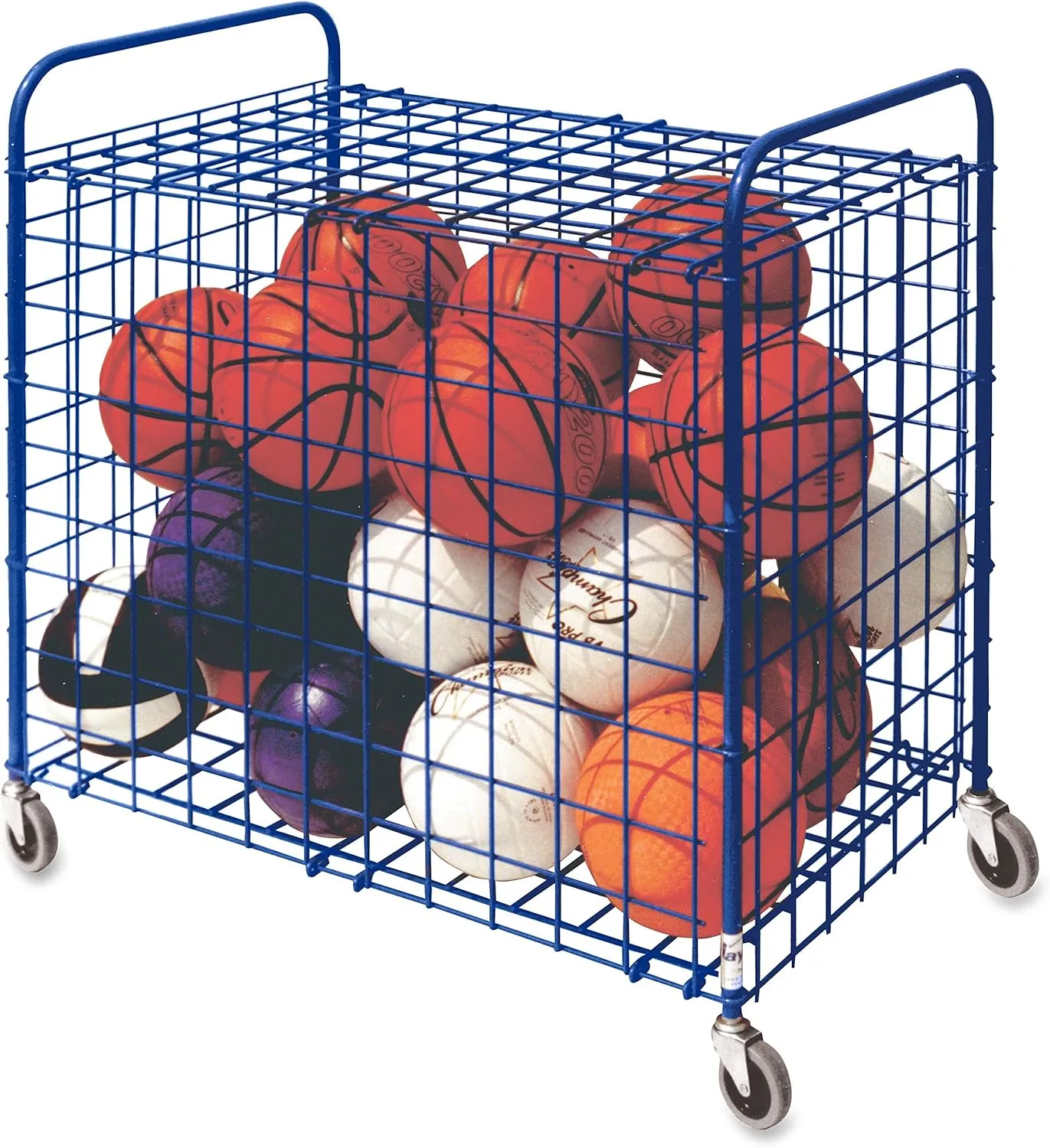 Champion Sports LFX Lockable Ball Storage Cart, 24-Ball Capacity, 37w x 22d x 20h, Blue