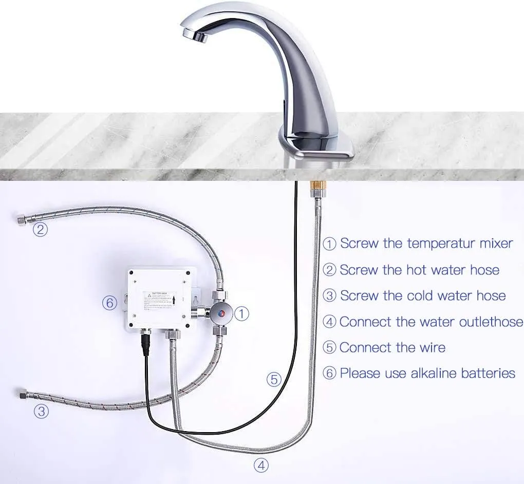 Charmingwater Touchless Bathroom Sink Faucet, Motion Automatic Sensor Faucet with Hole Cover Plate, Chrome