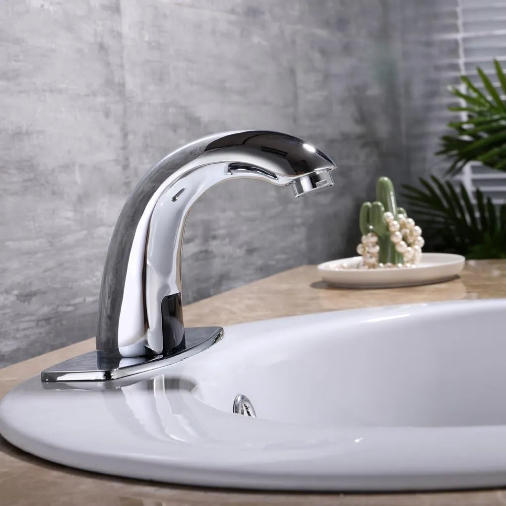 Charmingwater Touchless Bathroom Sink Faucet, Motion Automatic Sensor Faucet with Hole Cover Plate, Chrome