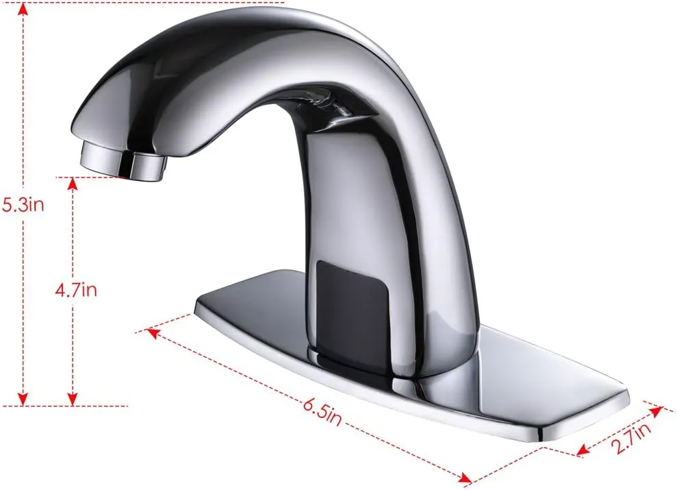 Charmingwater Touchless Bathroom Sink Faucet, Motion Automatic Sensor Faucet with Hole Cover Plate, Chrome