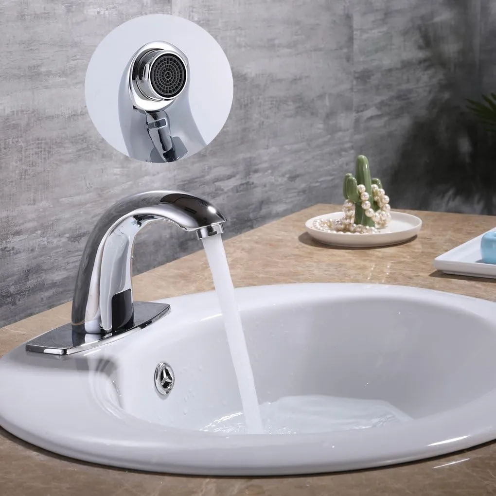 Charmingwater Touchless Bathroom Sink Faucet, Motion Automatic Sensor Faucet with Hole Cover Plate, Chrome