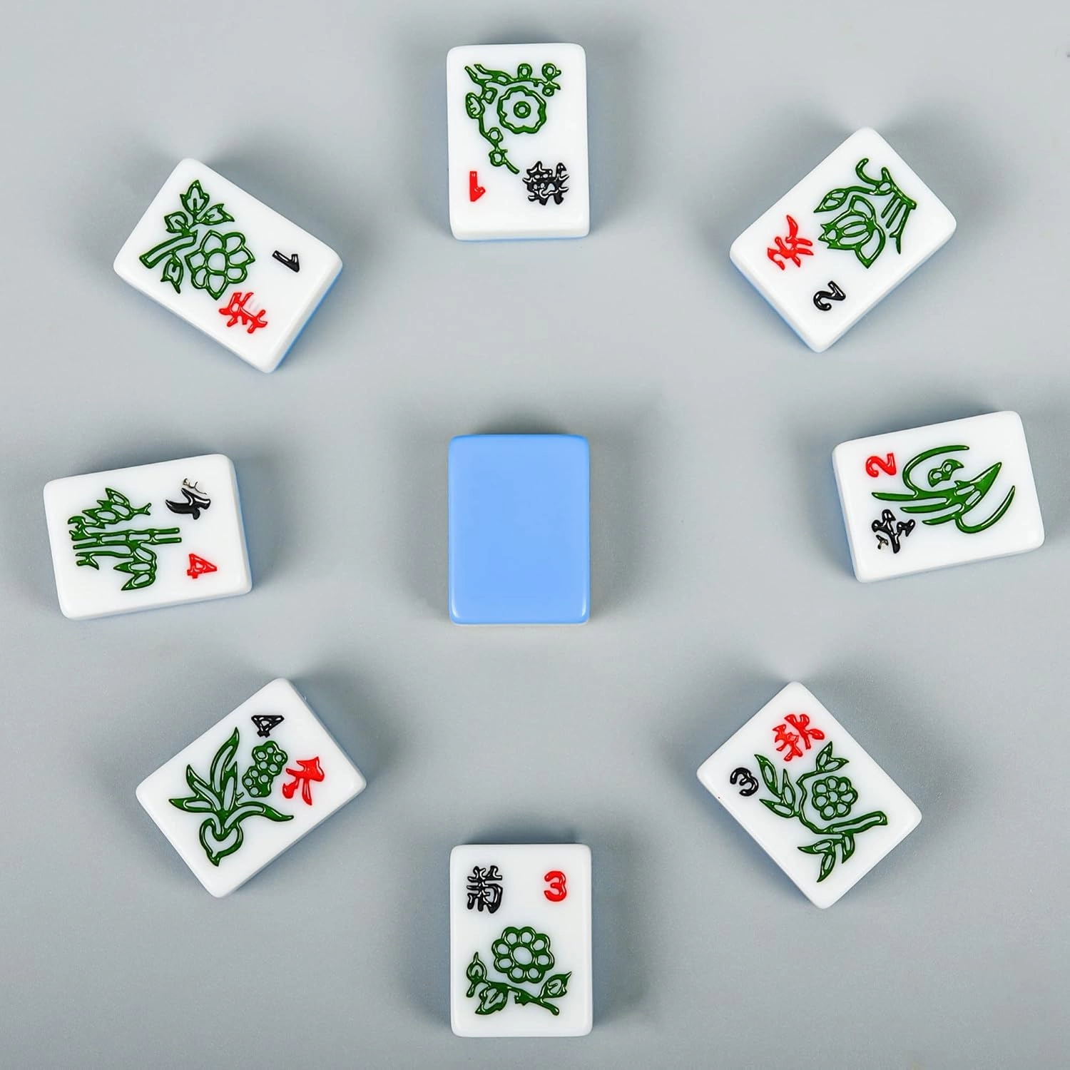 Chinese Small Blue Travel Mahjong Sets 144 Melamine Tiles 1.18"(30mm) Tile with Portable Travel Handbag Complete Mahjong Game Set - (Majiang, 蓝色中国麻将)