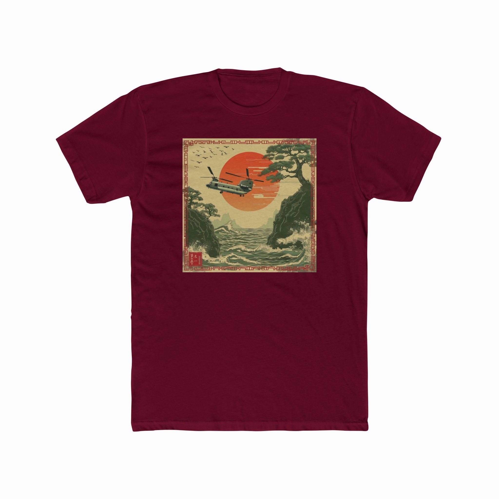 Chinook Over Waves 100% Cotton Crew Tee