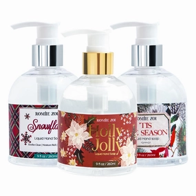 Christmas Liquid Hand Soap with Gift Box - 260ml/ 9 fl. Oz - Variety Pack of 3（Scottish Tartan，Holly Jolly,' Tis The Season）